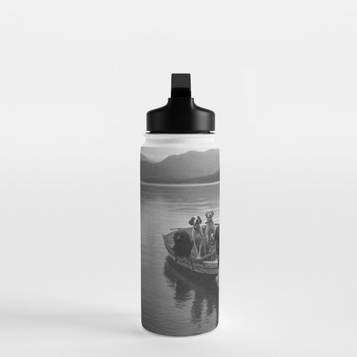 Dogs on a boat black and white canine photograph portrait - photographs - photography Water Bottle Gallery Image 3