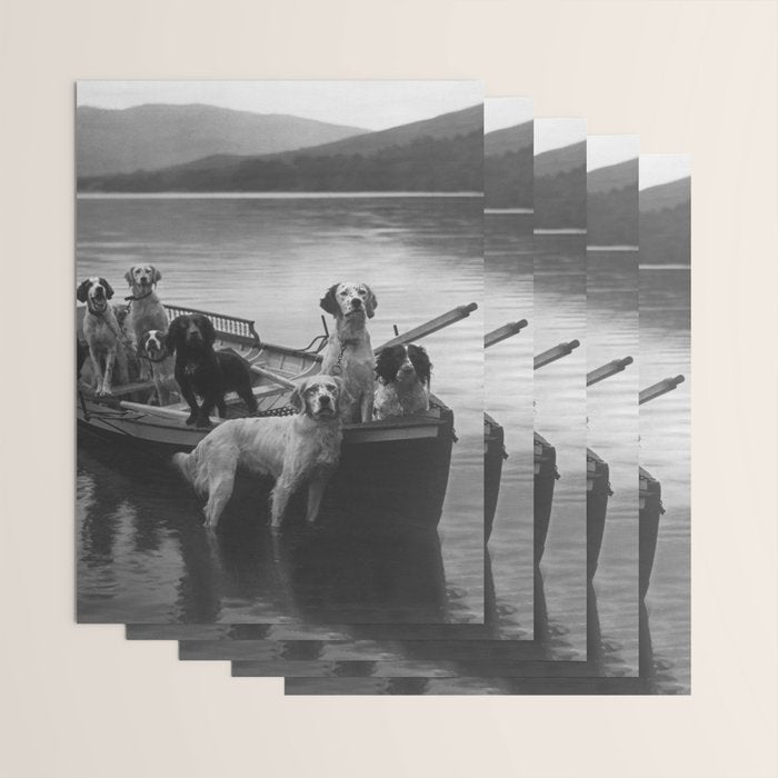 Dogs on a boat black and white canine photograph portrait - photographs - photography Wrapping Paper Gallery Image 3