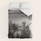 Dogs on a boat black and white canine photograph portrait - photographs - photography Duvet Cover Gallery Image 6