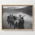 Dogs on a boat black and white canine photograph portrait - photographs - photography Serving Tray Gallery Image 1
