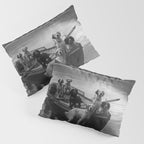 Dogs on a boat black and white canine photograph portrait - photographs - photography Pillow Sham Gallery Image 3