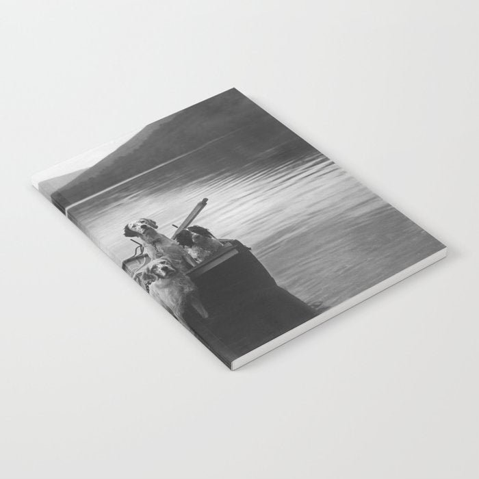Dogs on a boat black and white canine photograph portrait - photographs - photography Notebook Gallery Image 1