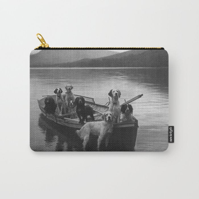 Dogs on a boat black and white canine photograph portrait - photographs - photography Carry All Pouch Gallery Image 1