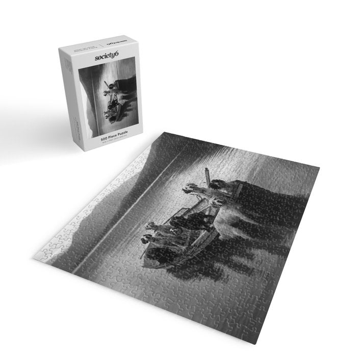 Dogs on a boat black and white canine photograph portrait - photographs - photography Jigsaw Puzzle Gallery Image 2