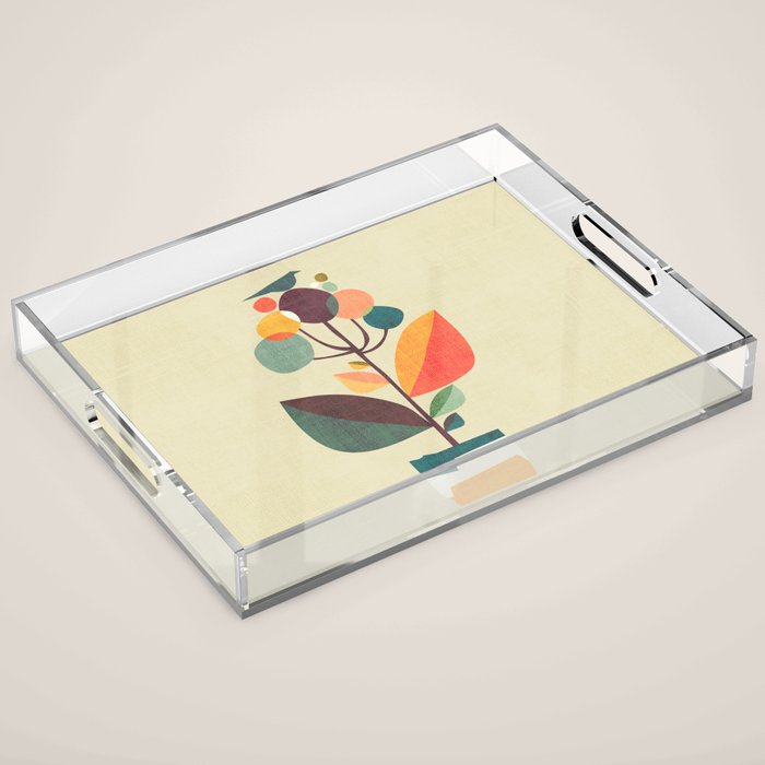 Potted plant with a bird Acrylic Tray Gallery Image 1