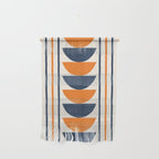 Abstract Shapes 76 in Orange and Navy Blue (Moon Phase Geometric Abstraction) Wall Hanging Gallery Image 1