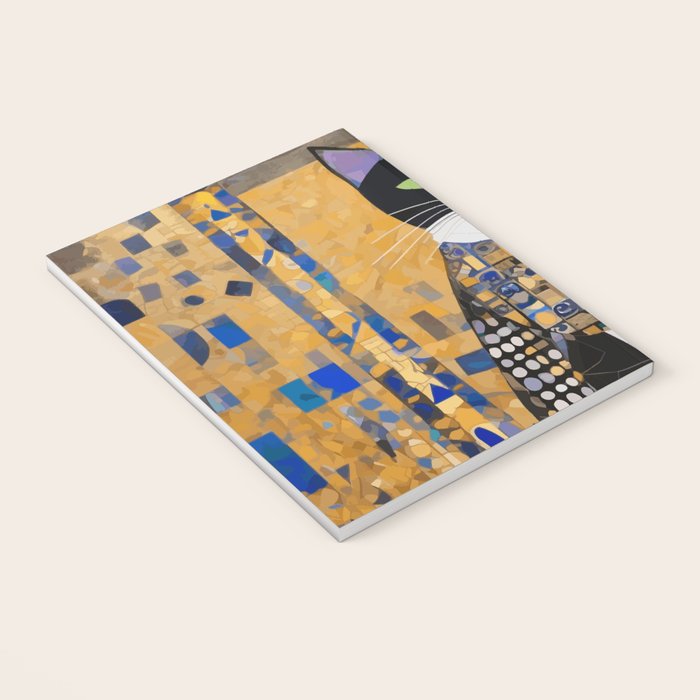 Gustav Klimt Style Tuxedo Cat with Geometric Patterns Notebook Gallery Image 3