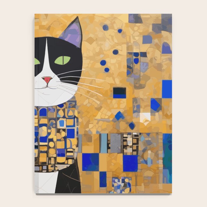 Gustav Klimt Style Tuxedo Cat with Geometric Patterns Notebook Gallery Image 4