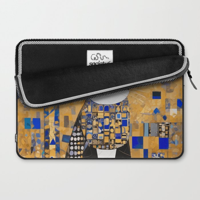 Gustav Klimt Style Tuxedo Cat with Geometric Patterns Laptop Sleeve Gallery Image 2