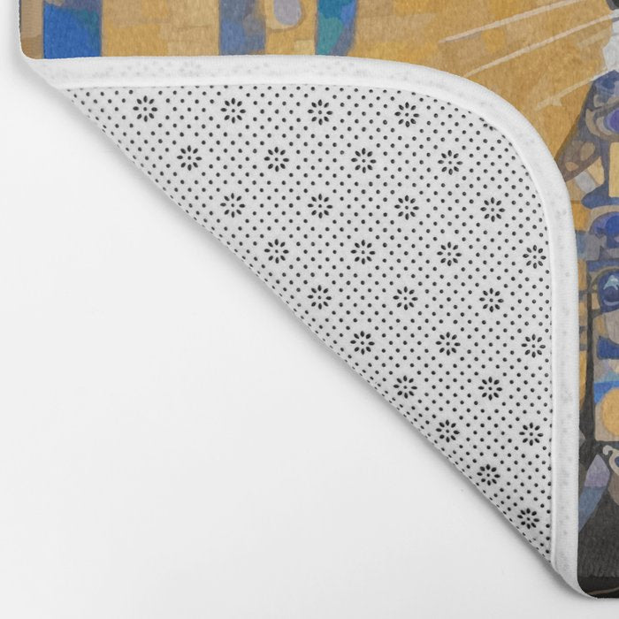 Gustav Klimt Style Tuxedo Cat with Geometric Patterns Bath Mat Gallery Image 2