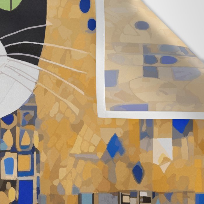 Gustav Klimt Style Tuxedo Cat with Geometric Patterns Wall Tapestry Gallery Image 3