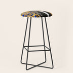 Gustav Klimt Style Tuxedo Cat with Geometric Patterns Stool Gallery Image 1