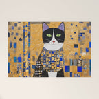 Gustav Klimt Style Tuxedo Cat with Geometric Patterns Welcome Mat Gallery Image 1