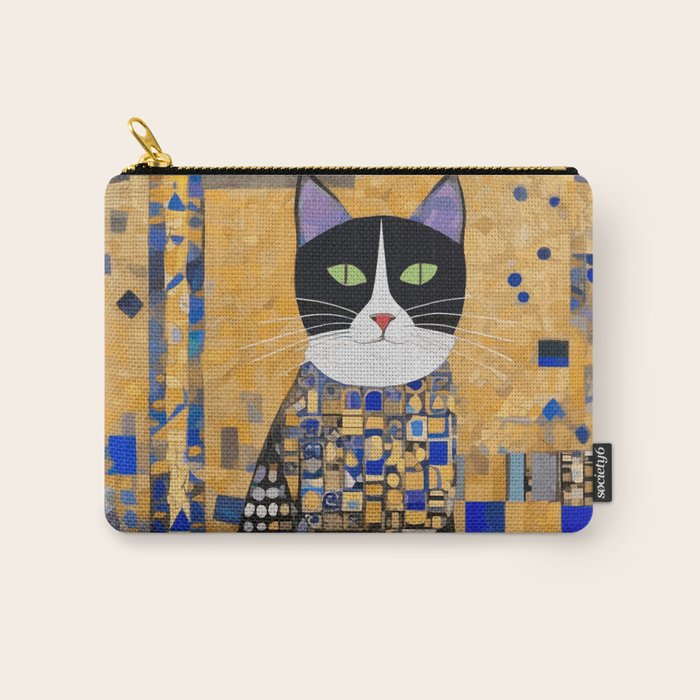 Gustav Klimt Style Tuxedo Cat with Geometric Patterns Carry All Pouch Gallery Image 1