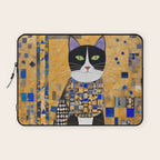 Gustav Klimt Style Tuxedo Cat with Geometric Patterns Laptop Sleeve Gallery Image 1