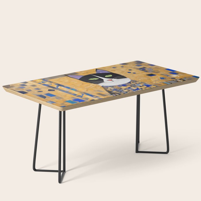Gustav Klimt Style Tuxedo Cat with Geometric Patterns Coffee Table Gallery Image 1