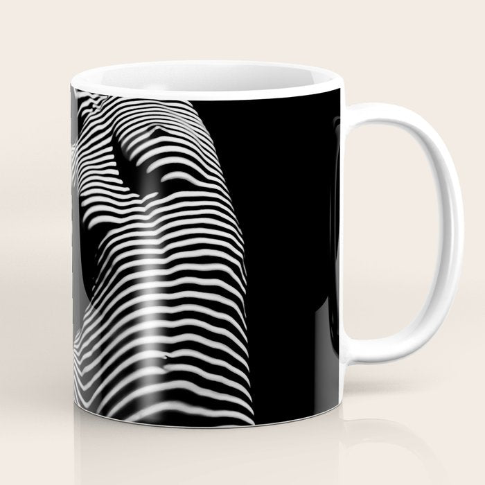 0077s-DJA Abstract Photograph of Seated Woman Striped by Light and Shade Coffee Mug Gallery Image 1
