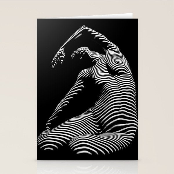 0077s-DJA Abstract Photograph of Seated Woman Striped by Light and Shade Stationery Card Gallery Image 2