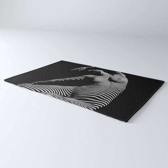 0077s-DJA Abstract Photograph of Seated Woman Striped by Light and Shade Rug Gallery Image 3