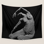 0077s-DJA Abstract Photograph of Seated Woman Striped by Light and Shade Wall Tapestry Gallery Image 4