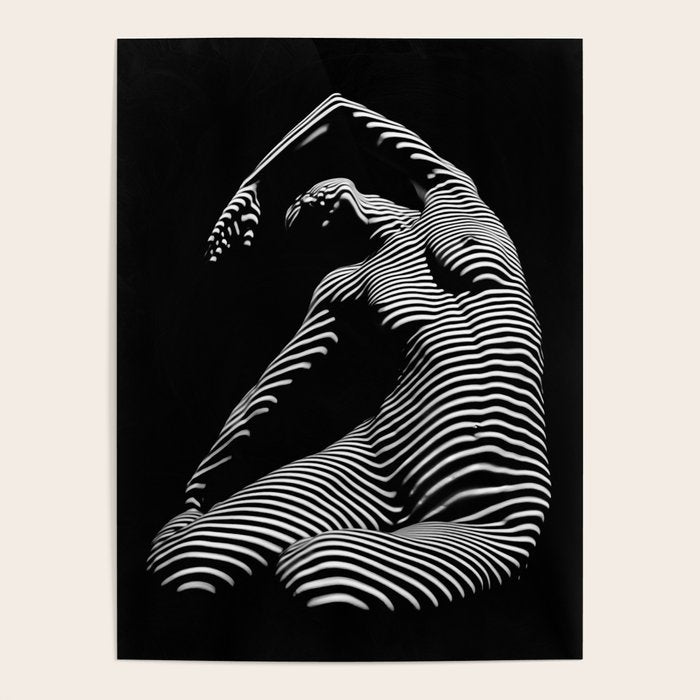 0077s-DJA Abstract Photograph of Seated Woman Striped by Light and Shade Poster Gallery Image 1
