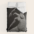 0077s-DJA Abstract Photograph of Seated Woman Striped by Light and Shade Comforter Gallery Image 6