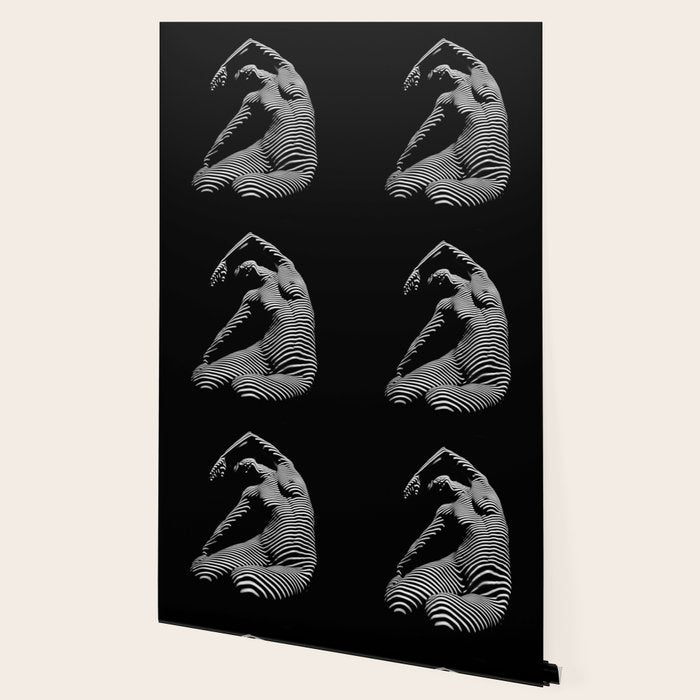 0077s-DJA Abstract Photograph of Seated Woman Striped by Light and Shade Wallpaper Gallery Image 2