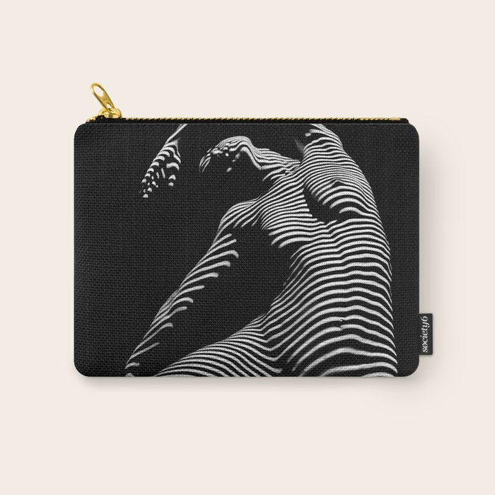 0077s-DJA Abstract Photograph of Seated Woman Striped by Light and Shade Carry All Pouch Gallery Image 1