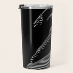 0077s-DJA Abstract Photograph of Seated Woman Striped by Light and Shade Travel Mug Gallery Image 3