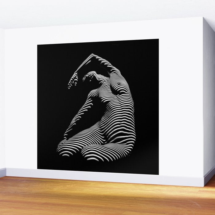 0077s-DJA Abstract Photograph of Seated Woman Striped by Light and Shade Wall Mural Gallery Image 2