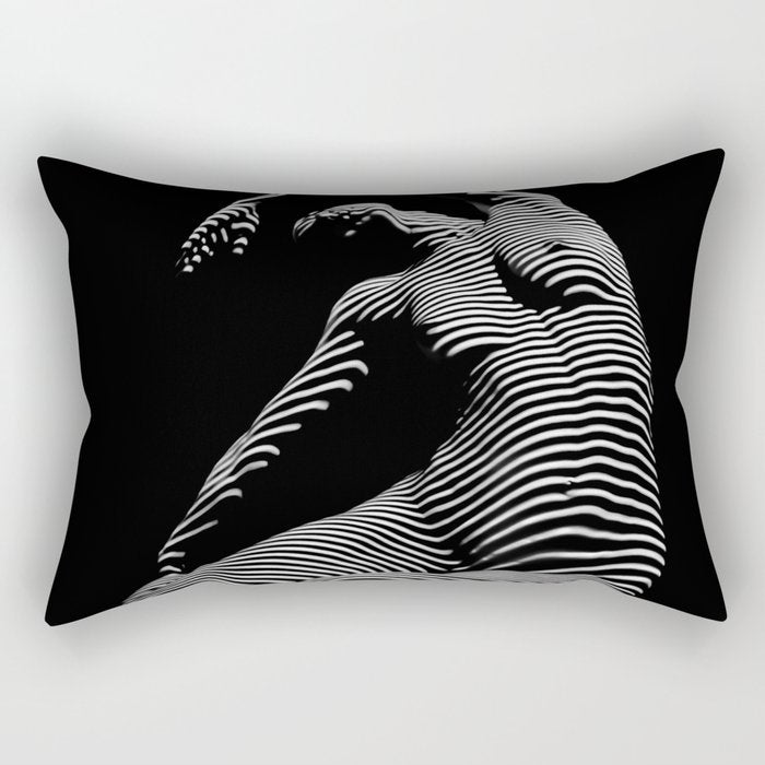 0077s-DJA Abstract Photograph of Seated Woman Striped by Light and Shade Rectangular Pillow Gallery Image 1