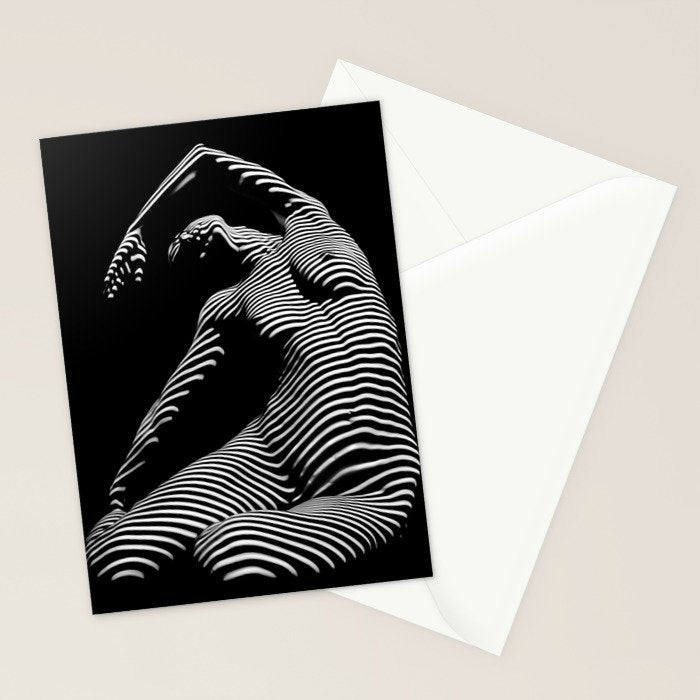 0077s-DJA Abstract Photograph of Seated Woman Striped by Light and Shade Stationery Card Gallery Image 2