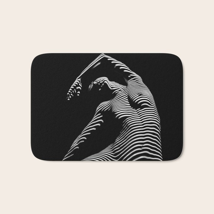 0077s-DJA Abstract Photograph of Seated Woman Striped by Light and Shade Bath Mat Gallery Image 1