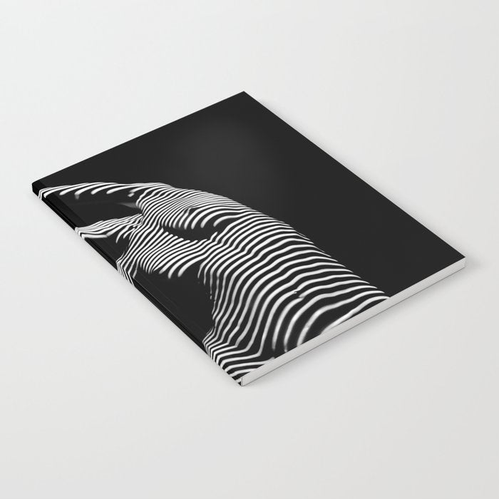 0077s-DJA Abstract Photograph of Seated Woman Striped by Light and Shade Notebook Gallery Image 2