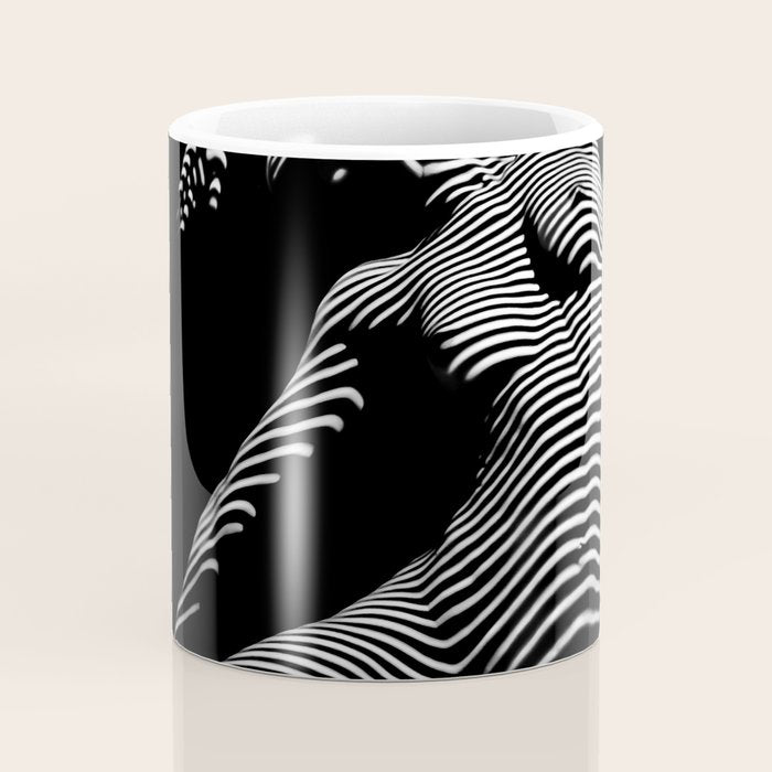 0077s-DJA Abstract Photograph of Seated Woman Striped by Light and Shade Coffee Mug Gallery Image 4