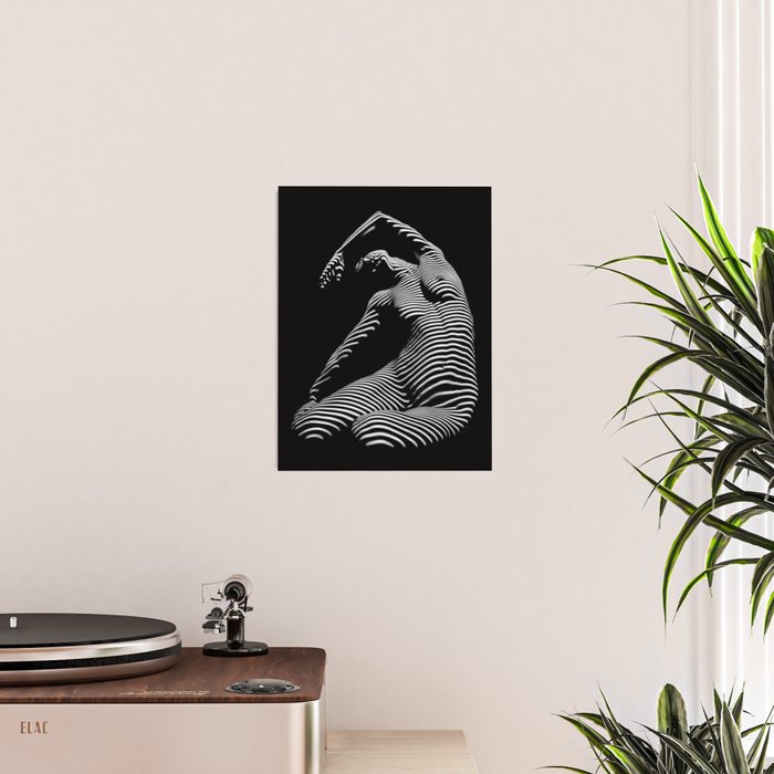 0077s-DJA Abstract Photograph of Seated Woman Striped by Light and Shade Poster Gallery Image 2