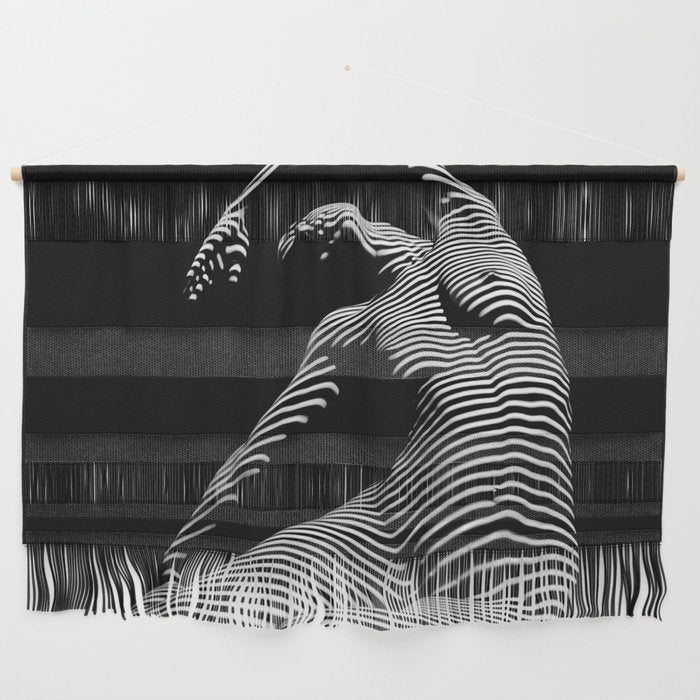 0077s-DJA Abstract Photograph of Seated Woman Striped by Light and Shade Wall Hanging Gallery Image 1