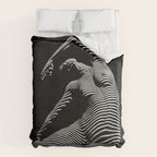 0077s-DJA Abstract Photograph of Seated Woman Striped by Light and Shade Duvet Cover Gallery Image 6