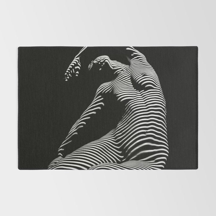 0077s-DJA Abstract Photograph of Seated Woman Striped by Light and Shade Rug Gallery Image 2