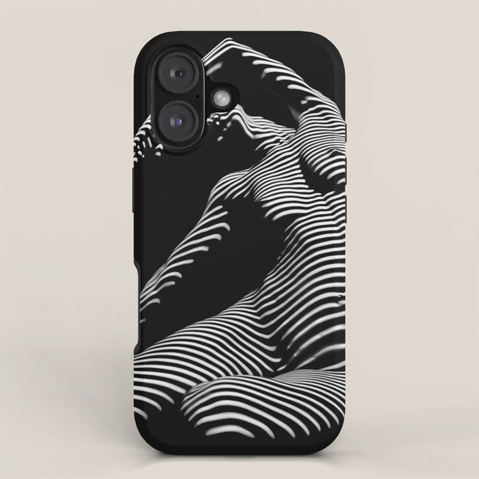 0077s-DJA Abstract Photograph of Seated Woman Striped by Light and Shade iPhone Case Gallery Image 1