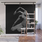 0077s-DJA Abstract Photograph of Seated Woman Striped by Light and Shade Wall Mural Gallery Image 1