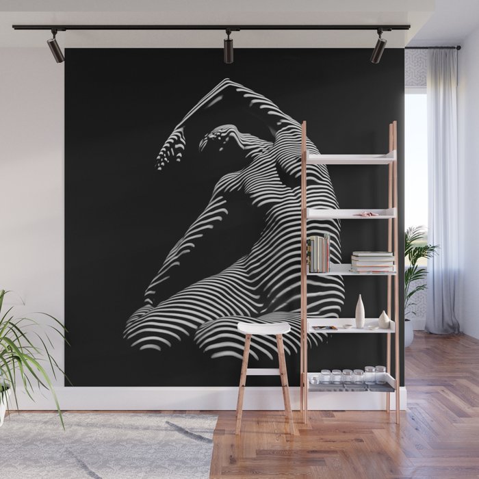 0077s-DJA Abstract Photograph of Seated Woman Striped by Light and Shade Wall Mural Gallery Image 1