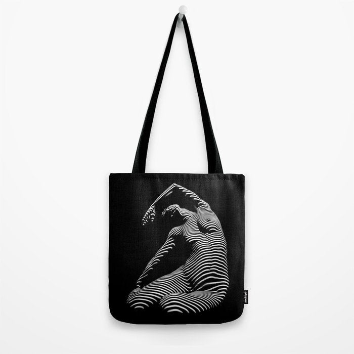 0077s-DJA Abstract Photograph of Seated Woman Striped by Light and Shade Tote Bag Gallery Image 2