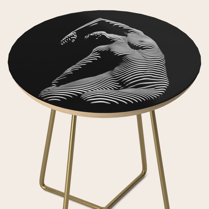 0077s-DJA Abstract Photograph of Seated Woman Striped by Light and Shade Side Table Gallery Image 2