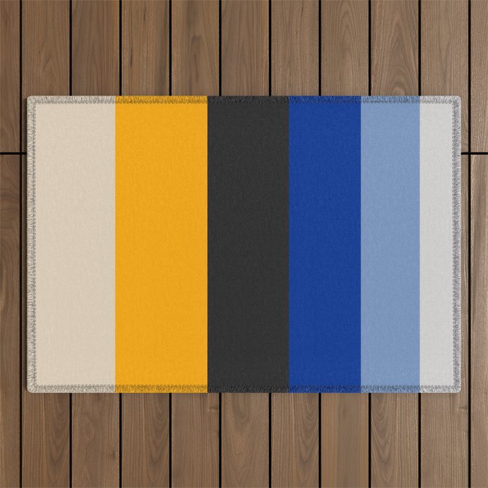 Complementary Blue & Yellow Colorful Geometric Pattern Outdoor Rug Gallery Image 1