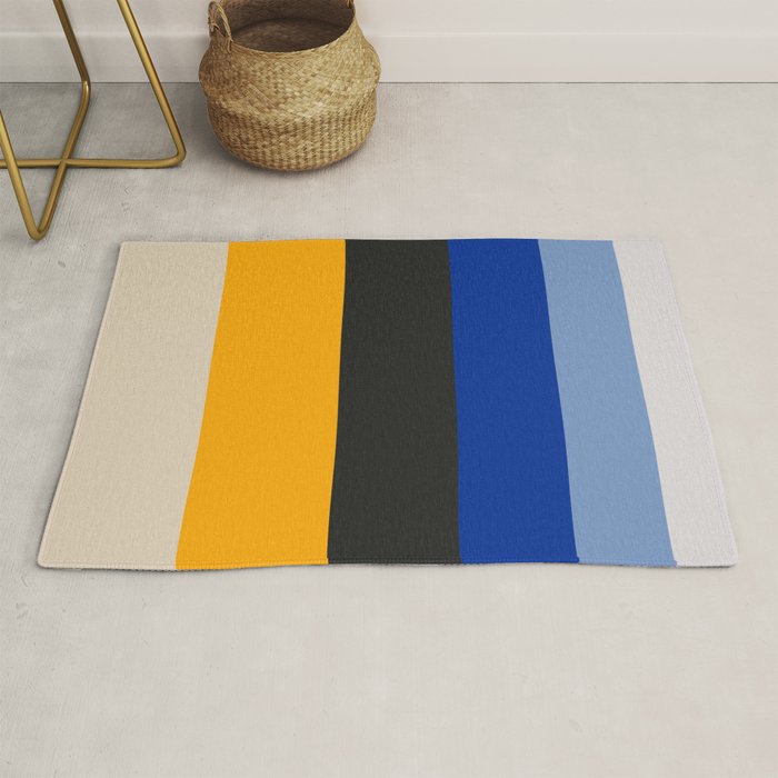 Complementary Blue & Yellow Colorful Geometric Pattern Rug Gallery Image 1