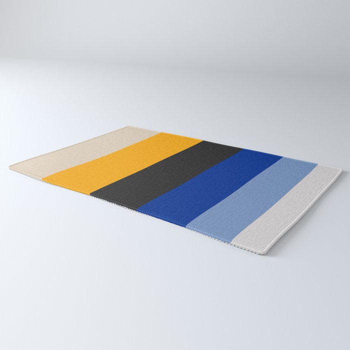 Complementary Blue & Yellow Colorful Geometric Pattern Rug Gallery Image 3