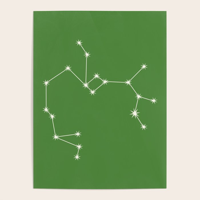 Sagittarius Zodiac Star Constellation Line Art Kelly Green Poster Gallery Image 4