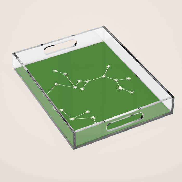 Sagittarius Zodiac Star Constellation Line Art Kelly Green Acrylic Tray Gallery Image 1
