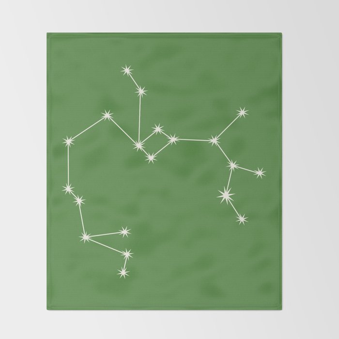 Sagittarius Zodiac Star Constellation Line Art Kelly Green Throw Blanket Gallery Image 2